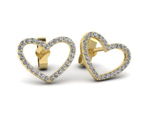 drobne kolczyki serduszka z brylantami